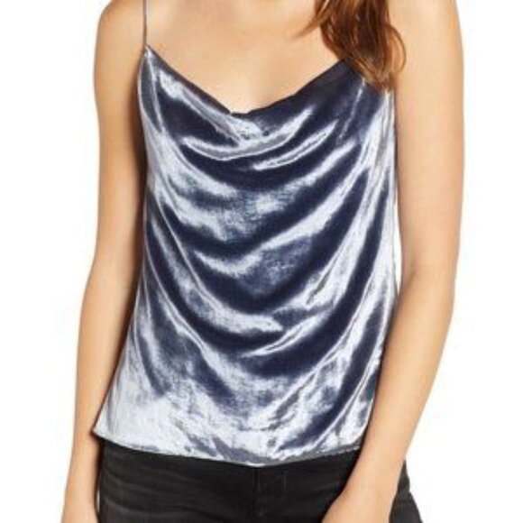 Hudson Velvet Cowl Neck Camisole in Slate Blue Gray Women's Size Small - Picture 1 of 8